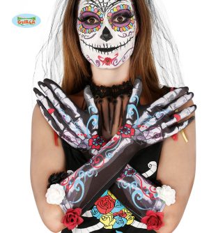 400-1688 CARNAVAL LUVAS ESQUELETO COM FLORES 17231