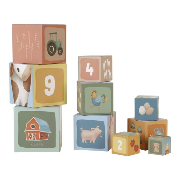 LITTLE DUTCH- CUBOS DE EMPILHAR EM CARTAO LITTLE FARM LD7139